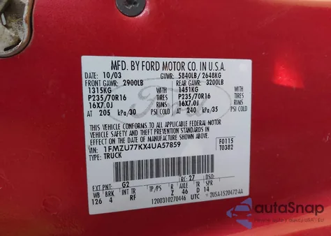 2004 Ford Explorer Sport Trac from USA, damaged, VIN 1FMZU77KX4UA57859